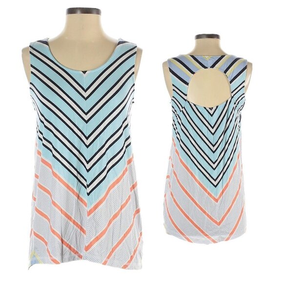 🌺 Tribal Jeans Chevron Sleeveless Open Back Stretchy Tank Top Size XS - Picture 1 of 9